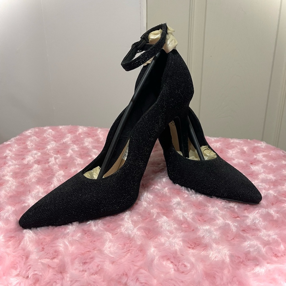 Elegant Black Glitter Heels
